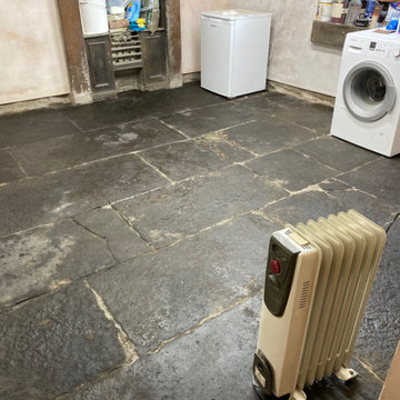 Tired Black Flagstone Floor Restored in Kendal Basement