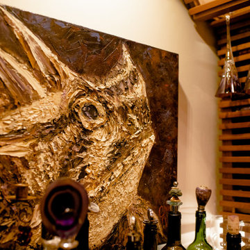 Lattice Arch with a Tabletop in North Dallas Home Wine Cellar