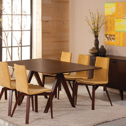 Soma Rectangular Maple Dining Table with Strata Texture Top in Walnut Finish - Products
