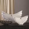 Contemporary White Swoop Centerpiece Bowl Vase 18.5" Curved Fan Modern