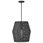 Hinkley Lighting - Hinkley Lighting Luca 1-Light Indoor Large Convertible Pendant, Black, 40387BLK - Luca's coastal vibe is permeated with a slightly exotic edge. The bold pendant showcases a robust, woven drum shade, and a full finished cluster for plenty of functional light offered in either Black with Black shade, Polished Chrome with Natural shade, or Black with Camel shade. Luca is part of the Lisa McDennon Collection.