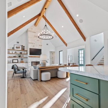 Modern Lakeside Farmhouse with Open-Concept Kitchen and Vaulted Ceiling