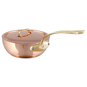Mauviel M'200 B Copper Splayed Curved Sautepan With Brass Handle, 2.1-qt