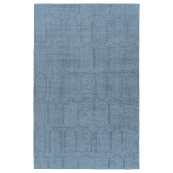 Kaleen Minkah Handmade, Indoor/Outdoor,PET Polyester Rug, Blue 7'6"x9'