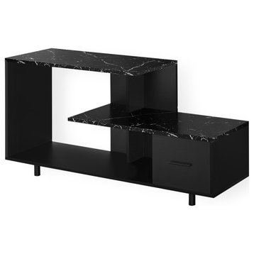 Tv Stand, 48 Inch, Console, Living Room, Bedroom, Laminate, Black Marble Look