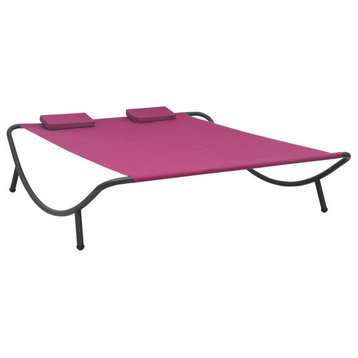 vidaXL Outdoor Chaise Lounge Patio Lounge Bed Sun Lounger Daybed Fabric Pink