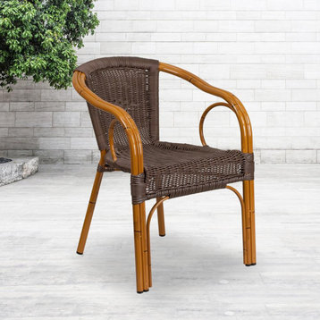 Cadiz Series Dark Brown Rattan Patio Chair