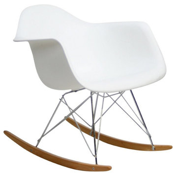 Molded Modern Rocking Armchair Lounge Cradle Arm Chair White
