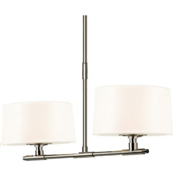 Soho 4-Light Linear Pendant With Shade and White Glass Diffuser, Polished Nickel