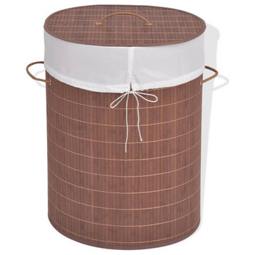 vidaXL Laundry Basket with Handles Dirty Clothes Basket Oval Brown Bamboo