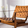 Safavieh Couture Dilan Leather Safari Chair, Brown/Light Brown
