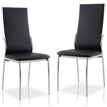 Furniture of America Gera Faux Leather Highback Side Chairs in Black (Set of 2)