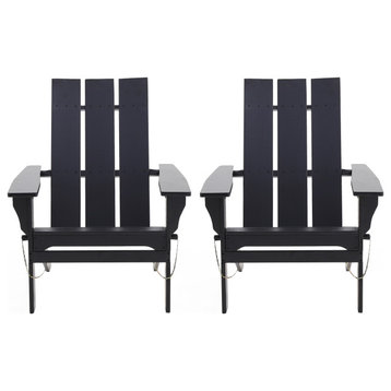 Gurekam Outdoor Foldable Adirondack Chairs, Set of 2, Black