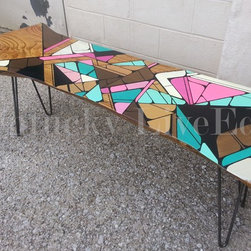 Geometric Painted Live Edge Coffee Table - Coffee Tables