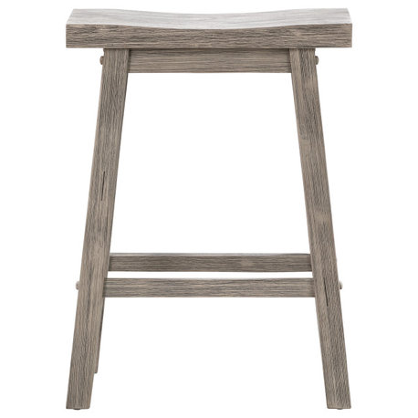 Sonoma Saddle Seat Counter Stool, Storm Gray Wire-Brush, Counter Height, Single