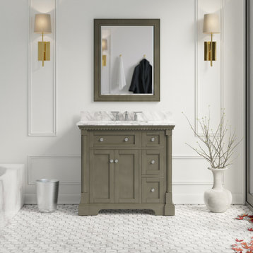 Sydney 36" Bathroom Vanity, Weathered Gray, Carrara Marble
