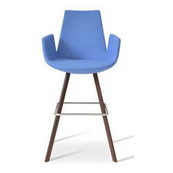 Eiffel Arm Sword Bar Stool - Sky Blue Camira Wool - Bar Stools And Counter Stools