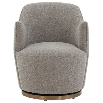 Safavieh Couture Christian Boucle Swivel Accent Chair, Light Grey