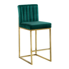 MOD - Alt Velvet Counter Stool, Green, Gold Base - Bar Stools and Counter Stools