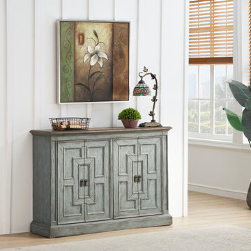 Eloise Vintage Inspired Four Door Credenza Cabinet
