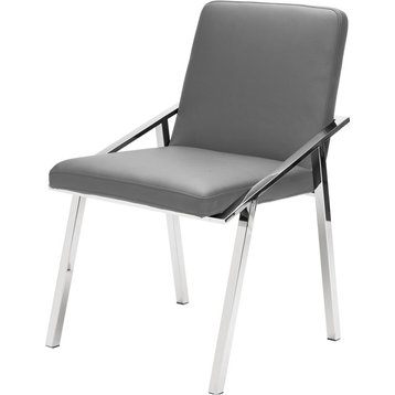 Nika Modern Dining Chair, Contemporary Side Chair, Faux Leather Gray Gray