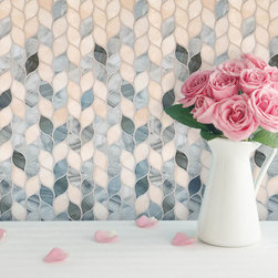 Laurels in Custom Blend of Champagne, Pewter and Cirrus Art Glass - Mosaic Tile