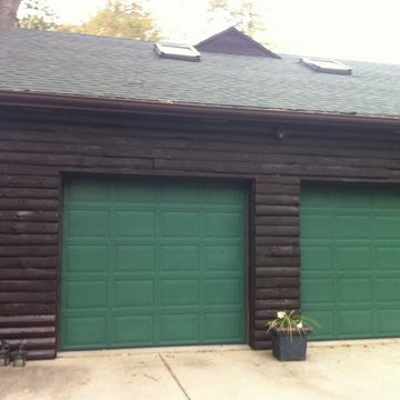 Exterior Staining - Log Cabin, Garage Side