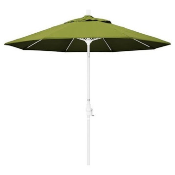 9' Matted White Collar Tilt Lift Fiberglass Rib Aluminum Umbrella, Olefin, Kiwi