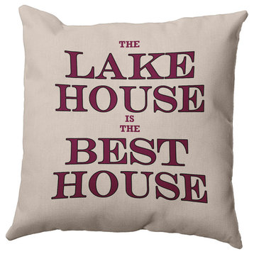 Lake House Best House Polyester Indoor Pillow, Maroon Red, 20"x20"