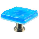 Glass Storm Studios - Blue Topaz Handmade Glass, Knob - Textured, layered and glittering glass the color of blue topaz. All our products are handmade to order.  Important: Do not use an electric drill or electric screwdriver.