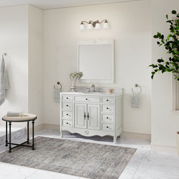 Sadie Bathroom Vanity, Antique White, 46.5", Single Sink, Freestanding