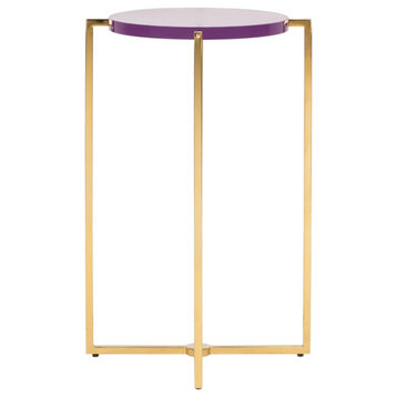Becca Tall Round Acrylic End Table Amethyst / Gold