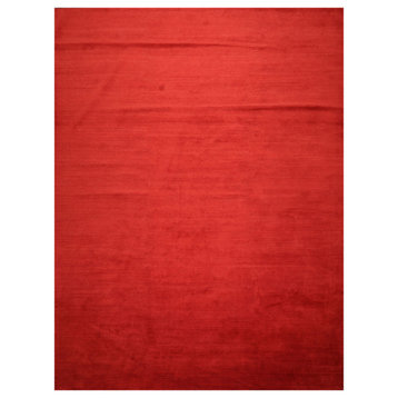 9'1''x11'11'' Hand Knotted Wool Designer Oriental Area Rug Red