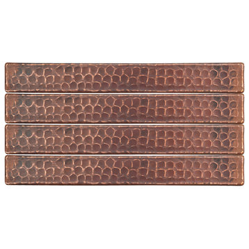 Hammered Copper Tile, 1"x8", Set of 4
