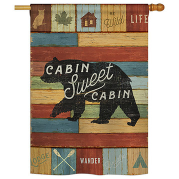 Cabin Sweet Cabin Nature, Everyday House Flag 28"x40"