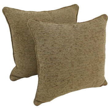 18" Double-Corded Jacquard Chenille Square Throw Pillows, Set of 2, Macaroon