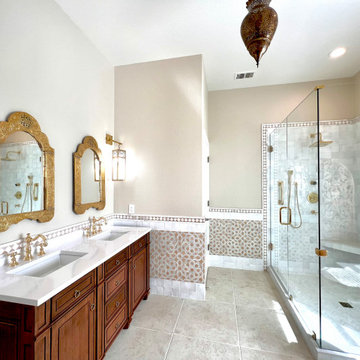 The Stunning Glass Shower Reflects all Design Elements Beautifully