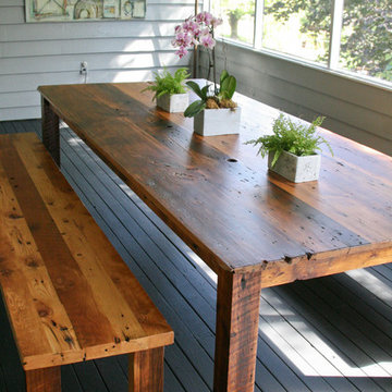 Hemlock Plank Dining Table and Benches