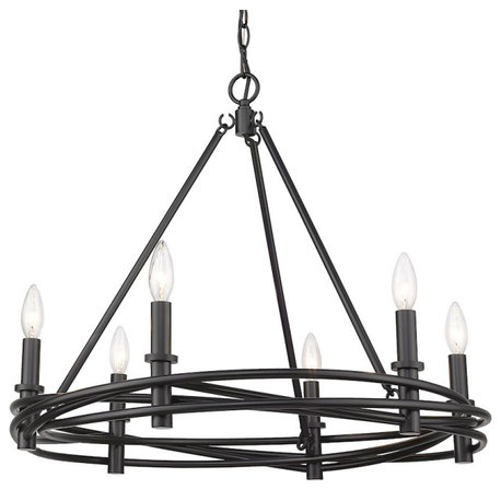 Golden Lighting Weaver 6 Light Chandelier, Matte Black, 1417-6BLK