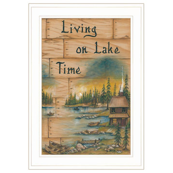 "Living On The Lake" by Mary June, Framed Print, White Frame