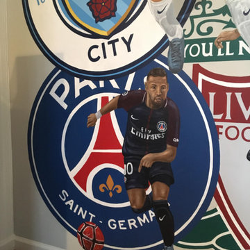 European Football/Soccer Clubs Mural, hand-painted in a bedroom by Tom Taylor