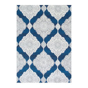 Transitional Medallion Trellis Rug, Blue, 5'3"x7'7"