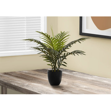 Artificial Plant, 20" Tall, Palm, Indoor, Table, Greenery, Potted, Green Leaves