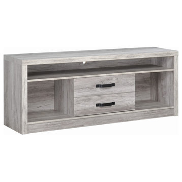2 Drawers and Open Shelf TV Console, Gray
