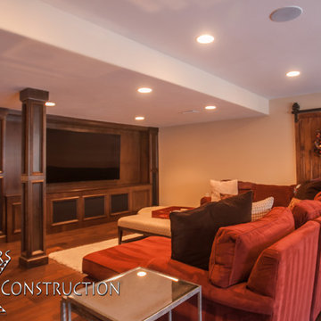 Basement with Barn Door Finish