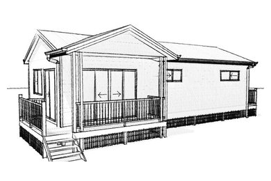 This is an example of a beach style home design in Gold Coast - Tweed.