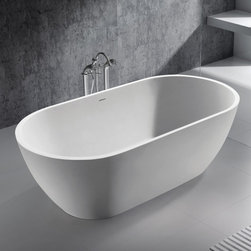 ADM Bathroom Elipsed Freestanding Bathtub, Glossy White, 63" - SW-110S (63 x 32) - Bathtubs
