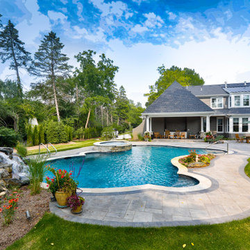 Naperville, IL Freeform Swimming Pool with Raised Hot Tub