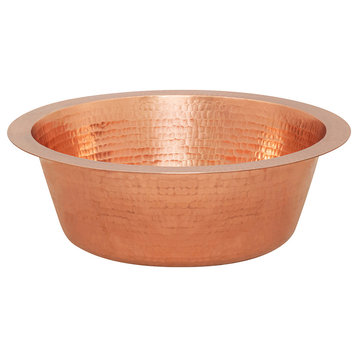 Premier Copper Products BR14PC2 14" Round Hammered Copper Bar Sink
