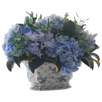 Hydrangea and Olive Leaf Centepiece